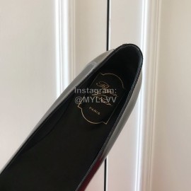 Roger Vivier Fashion Patent Leather Square Flat Heels For Women Black