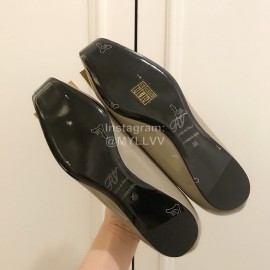 Roger Vivier Fashion Patent Leather Square Flat Heels For Women Gray