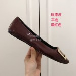 Roger Vivier Fashion Patent Leather Square Flat Heels For Women Wine Red