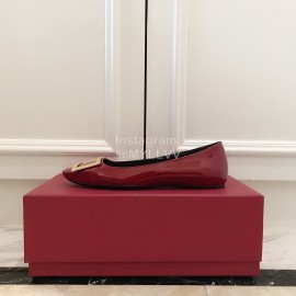 Roger Vivier Fashion Patent Leather Square Flat Heels For Women Red
