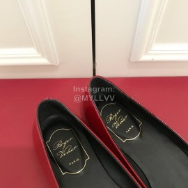 Roger Vivier Fashion Patent Leather Square Flat Heels For Women Red