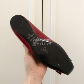 Roger Vivier Fashion Patent Leather Square Flat Heels For Women Red