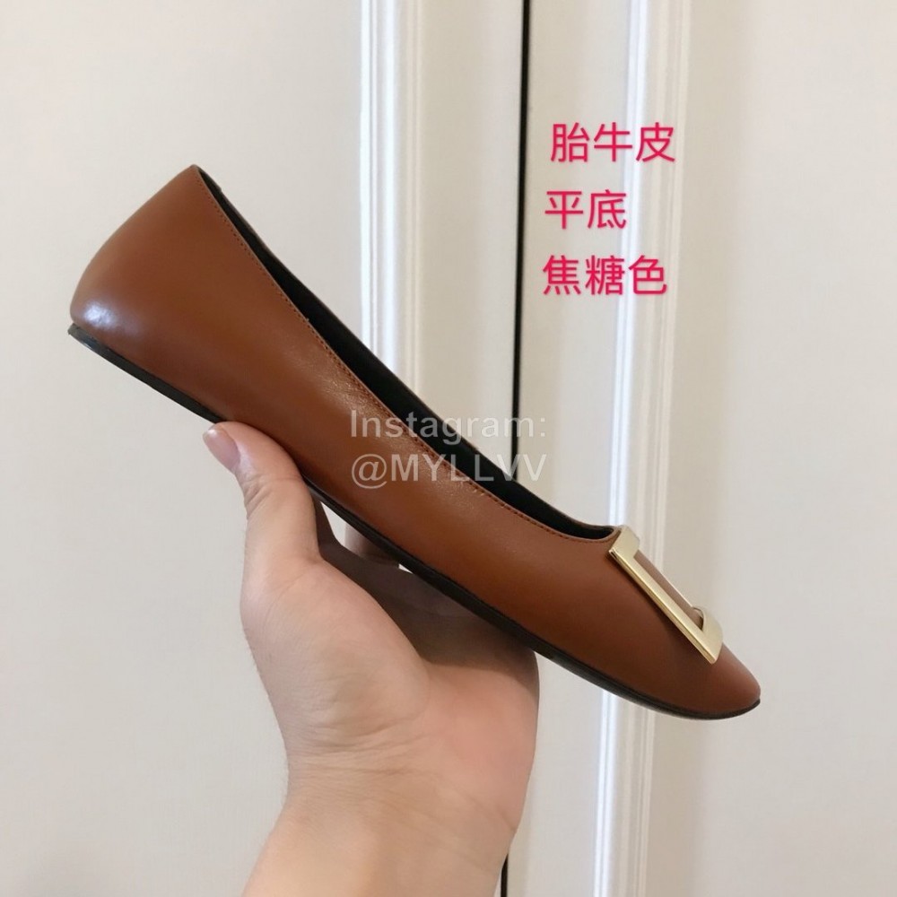 Roger Vivier Fashion Patent Leather Square Flat Heels For Women Brown