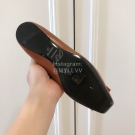 Roger Vivier Fashion Patent Leather Square Flat Heels For Women Brown