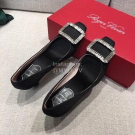Roger Vivier New Fall Silk Square Diamond Buckle High Heels Black