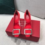 Roger Vivier New Fall Silk Square Diamond Buckle High Heels Orange Red
