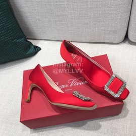 Roger Vivier New Fall Silk Square Diamond Buckle High Heels Orange Red