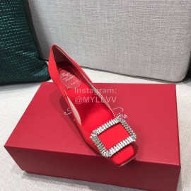 Roger Vivier New Fall Silk Square Diamond Buckle High Heels Orange Red