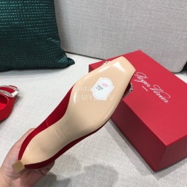 Roger Vivier New Fall Silk Square Diamond Buckle High Heels Orange Red