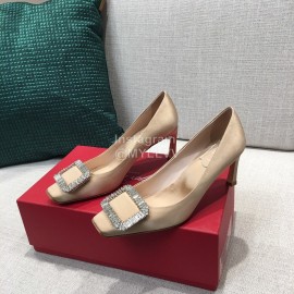 Roger Vivier New Fall Silk Square Diamond Buckle High Heels Khaki