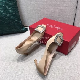 Roger Vivier New Fall Silk Square Diamond Buckle High Heels Khaki