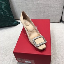 Roger Vivier New Fall Silk Square Diamond Buckle High Heels Khaki