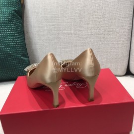 Roger Vivier New Fall Silk Square Diamond Buckle High Heels Khaki