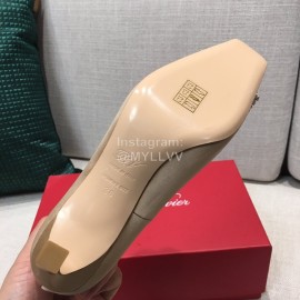 Roger Vivier New Fall Silk Square Diamond Buckle High Heels Khaki