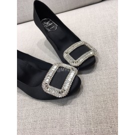 Roger Vivier New Fall Silk Square Diamond Buckle Black High Heels