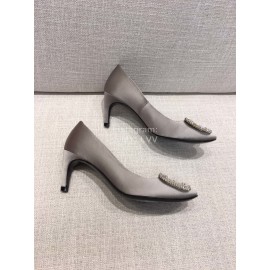 Roger Vivier New Fall Silk Square Diamond Buckle High Heels Gray