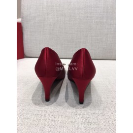 Roger Vivier New Fall Silk Square Diamond Buckle High Heels Red