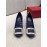 Roger Vivier New Fall Silk Square Diamond Buckle High Heels Blue