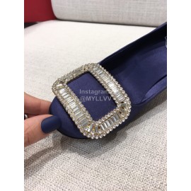 Roger Vivier New Fall Silk Square Diamond Buckle High Heels Blue