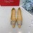 Roger Vivier Soft Sheepskin Rhinestone Pointed Flat Heel Shoes Apricot