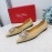 Roger Vivier Soft Sheepskin Rhinestone Pointed Flat Heel Shoes Apricot