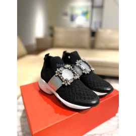 Roger Vivier Spring Mesh Breathable Casual Sneakers For Women Black