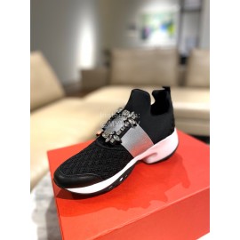 Roger Vivier Spring Mesh Breathable Casual Sneakers For Women Black