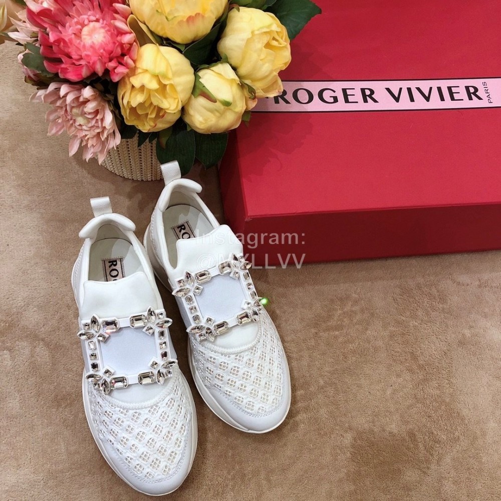 Roger Vivier Spring Mesh Breathable Casual White Sneakers For Women