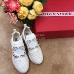 Roger Vivier Spring Mesh Breathable Casual White Sneakers For Women