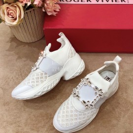 Roger Vivier Spring Mesh Breathable Casual White Sneakers For Women