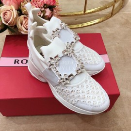 Roger Vivier Spring Mesh Breathable Casual White Sneakers For Women