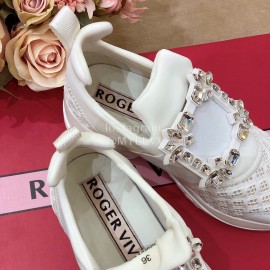 Roger Vivier Spring Mesh Breathable Casual White Sneakers For Women