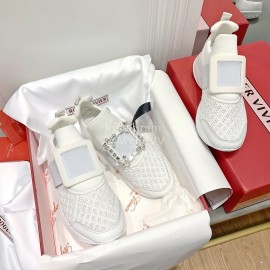 Roger Vivier Spring Mesh Breathable Casual White Sneakers For Women