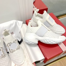 Roger Vivier Spring Mesh Breathable Casual White Sneakers For Women