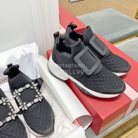 Roger Vivier Spring Mesh Breathable Casual Black Sneakers For Women