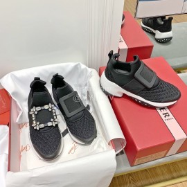 Roger Vivier Spring Mesh Breathable Casual Black Sneakers For Women