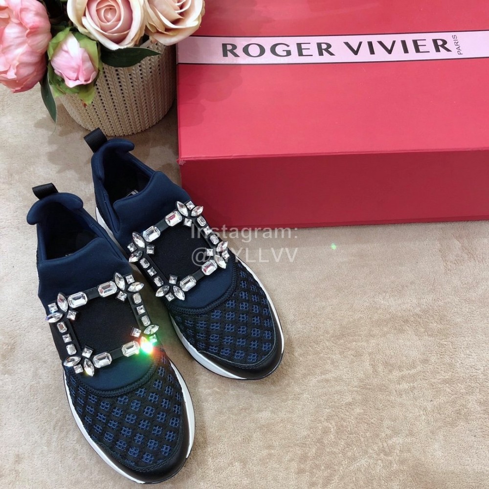 Roger Vivier Spring Mesh Breathable Casual Blue Sneakers For Women