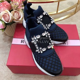 Roger Vivier Spring Mesh Breathable Casual Blue Sneakers For Women