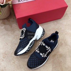 Roger Vivier Spring Mesh Breathable Casual Blue Sneakers For Women