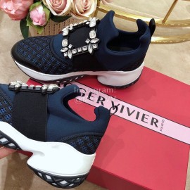 Roger Vivier Spring Mesh Breathable Casual Blue Sneakers For Women