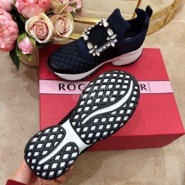 Roger Vivier Spring Mesh Breathable Casual Blue Sneakers For Women
