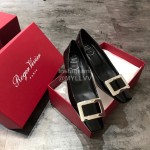 Roger Vivier Patent Leather Square Buckle High Heels For Women Black