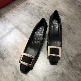 Roger Vivier Patent Leather Square Buckle High Heels For Women Black