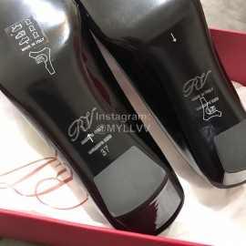 Roger Vivier Patent Leather Square Buckle High Heels For Women Black