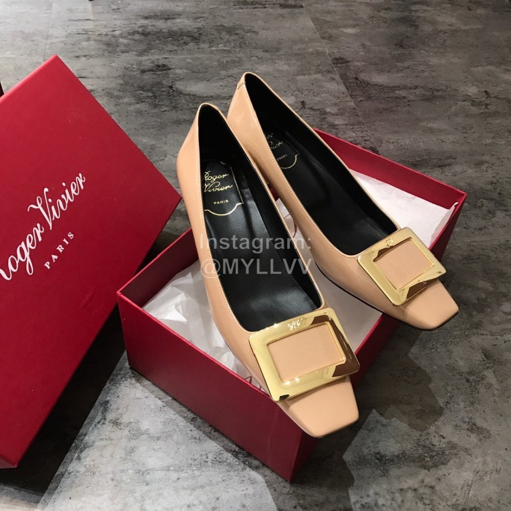 Roger Vivier Patent Leather Square Buckle High Heels For Women