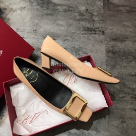 Roger Vivier Patent Leather Square Buckle High Heels For Women