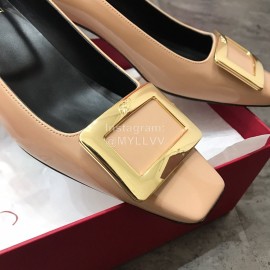 Roger Vivier Patent Leather Square Buckle High Heels For Women