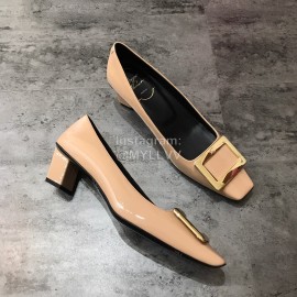 Roger Vivier Patent Leather Square Buckle High Heels For Women