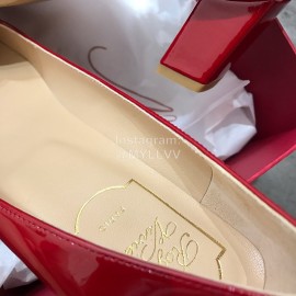Roger Vivier Patent Leather Square Buckle High Heels For Women Red