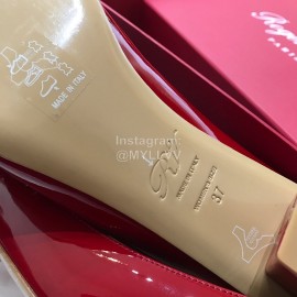 Roger Vivier Patent Leather Square Buckle High Heels For Women Red